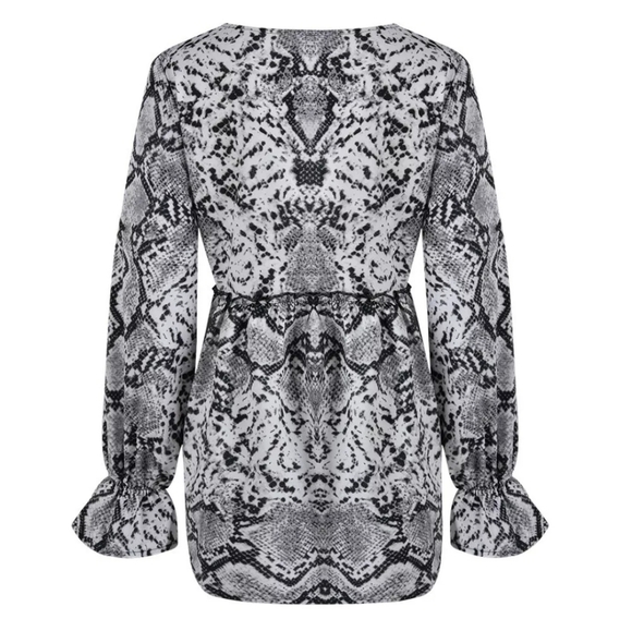 Snakeskin Printed Tops Long-sleeved Tunic A-Line - Picture 2 of 10